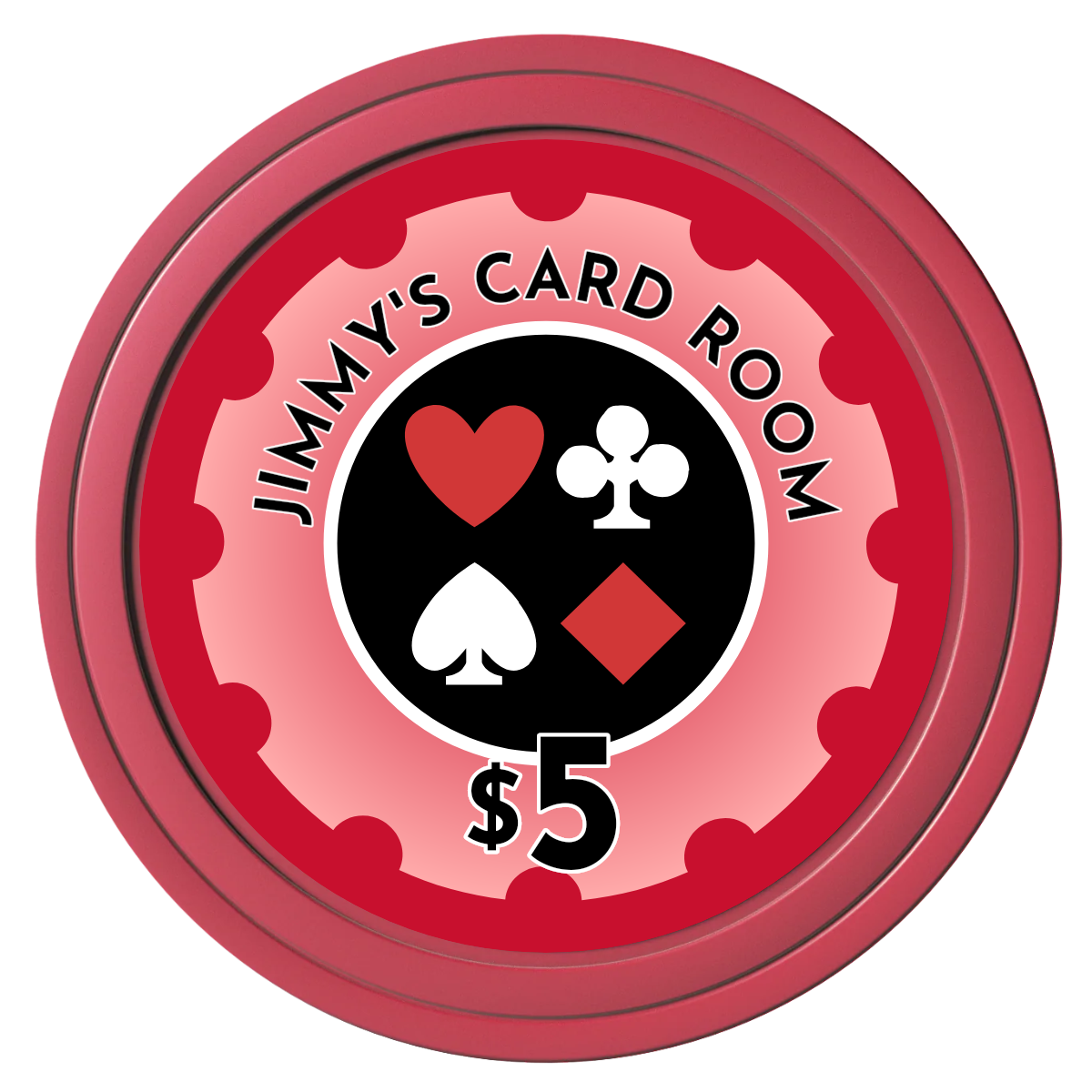 Your Four Suits Composite Poker Chips - Red / Solid - Front