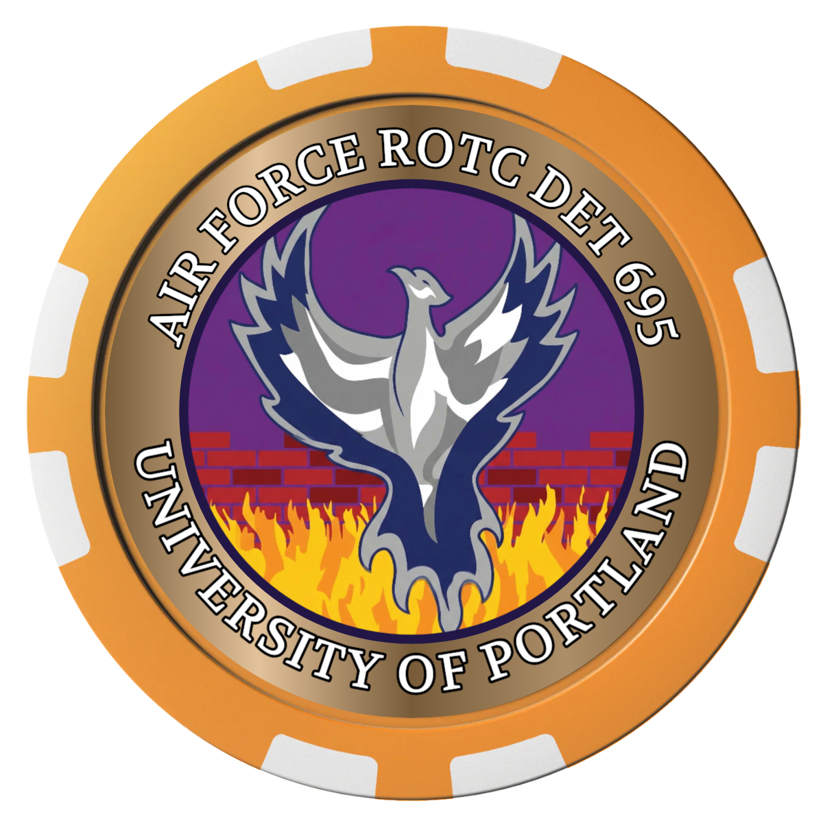 Air Force ROTC Det 695 Composite Poker Chips - Orange / 8 Stripe - Front