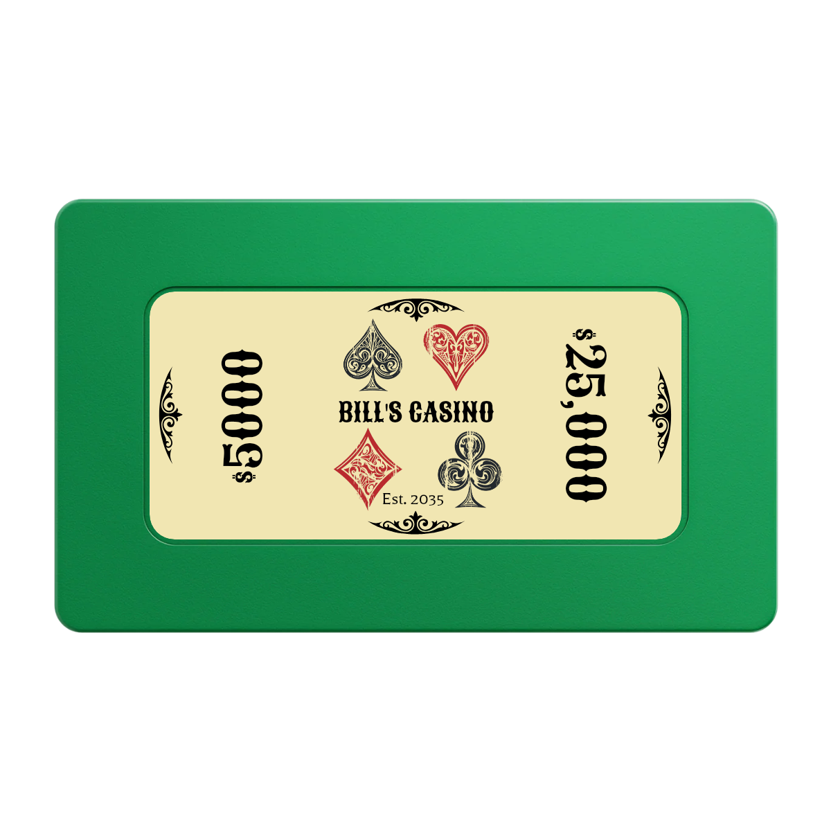 Vintage Four Suits Rectangular Poker Chip Plaques - Green - Front
