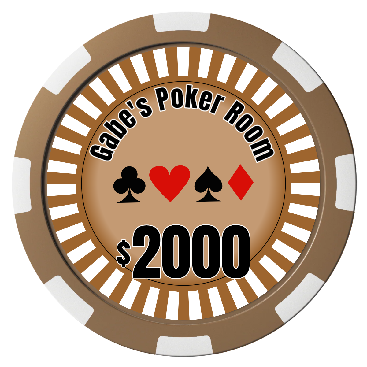 Gabe's Poker Room Composite Poker Chips - Brown / 8 Spot - Back