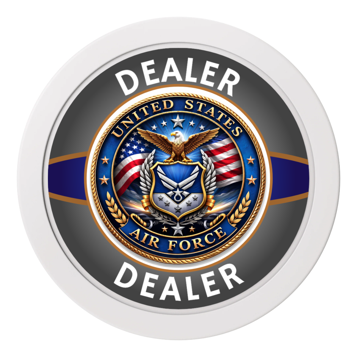 Air Force 2" Composite Dealer Button - White - Back