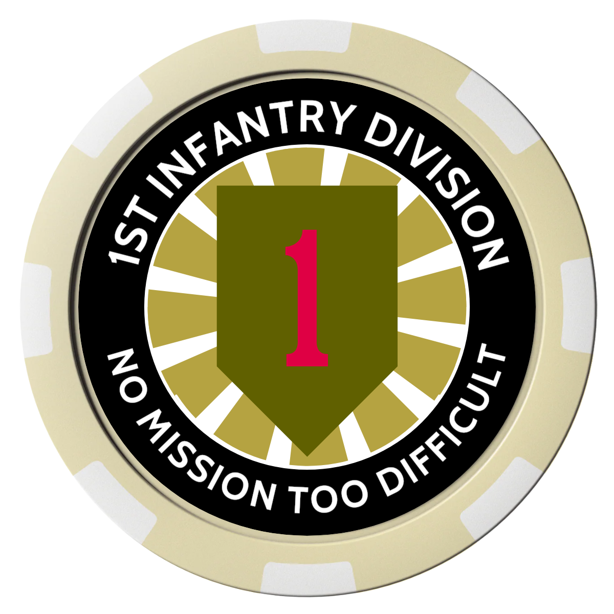 1st Infantry Division Magnetic Composite Poker Chips - Ivory / 8 Spot - Front
