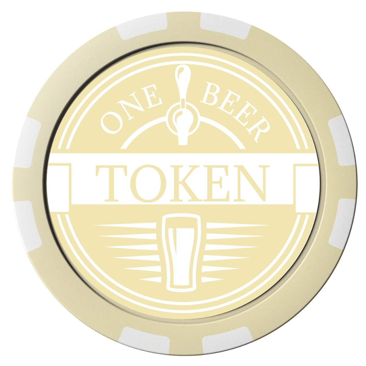 Tap Out Composite Poker Chips - Ivory / 8 Stripe - Front