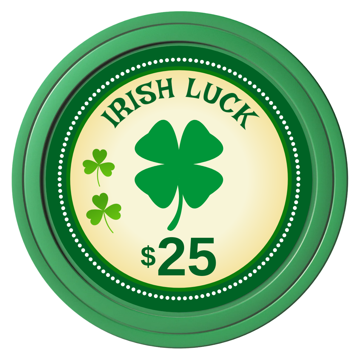 Irish Luck Composite Poker Chips - Green / Solid - Front