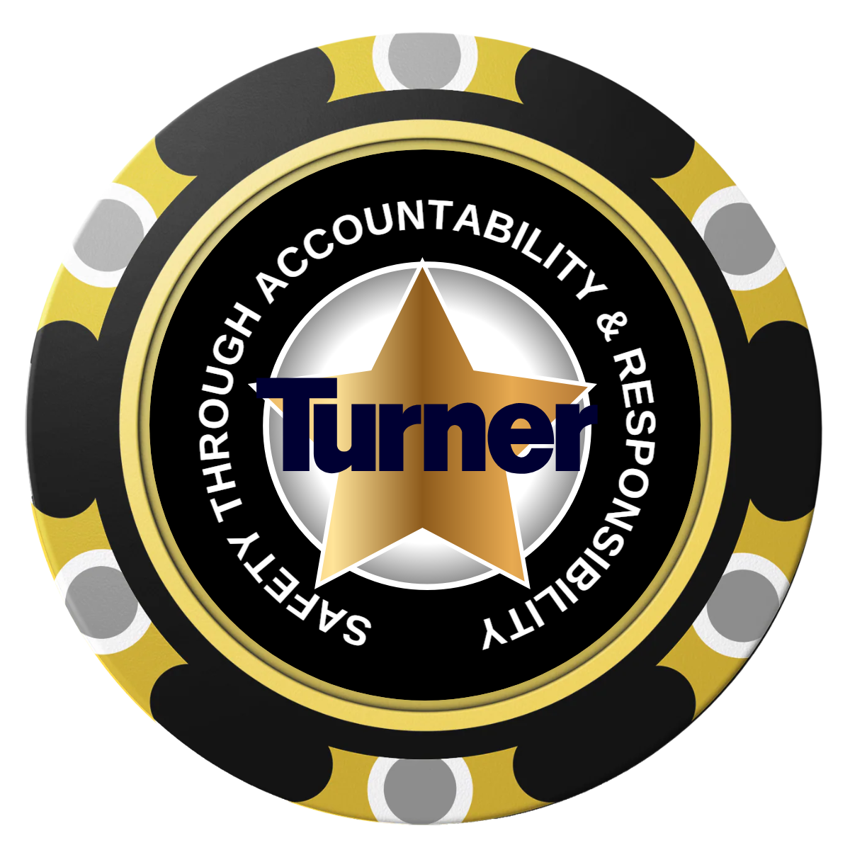 Safety Star Clay Poker Chips - Black / Monte Carlo / 40mm - Back