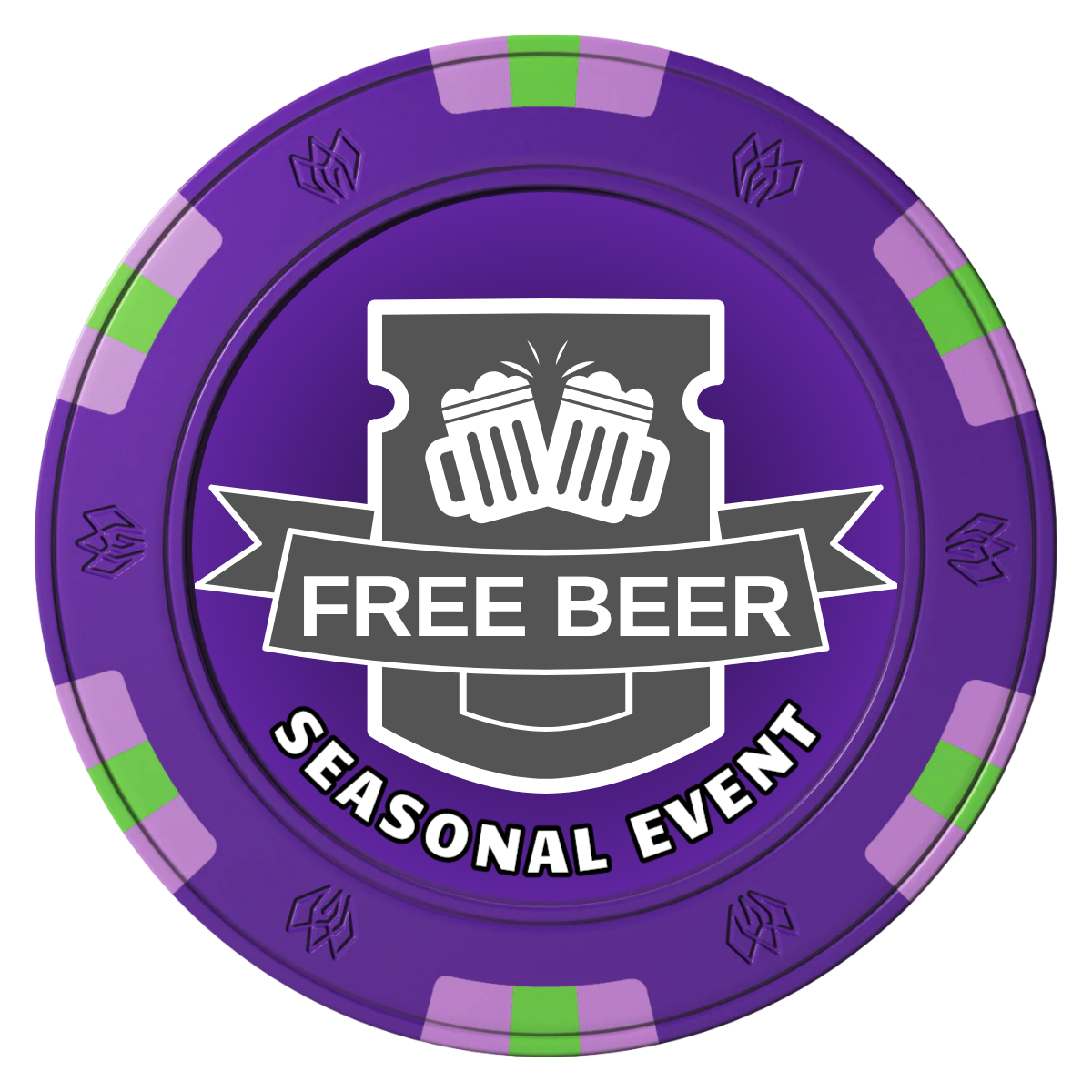 Craft Beer #001 Clay Poker Chips - Purple / 6 Spot Gem / 43mm - Front