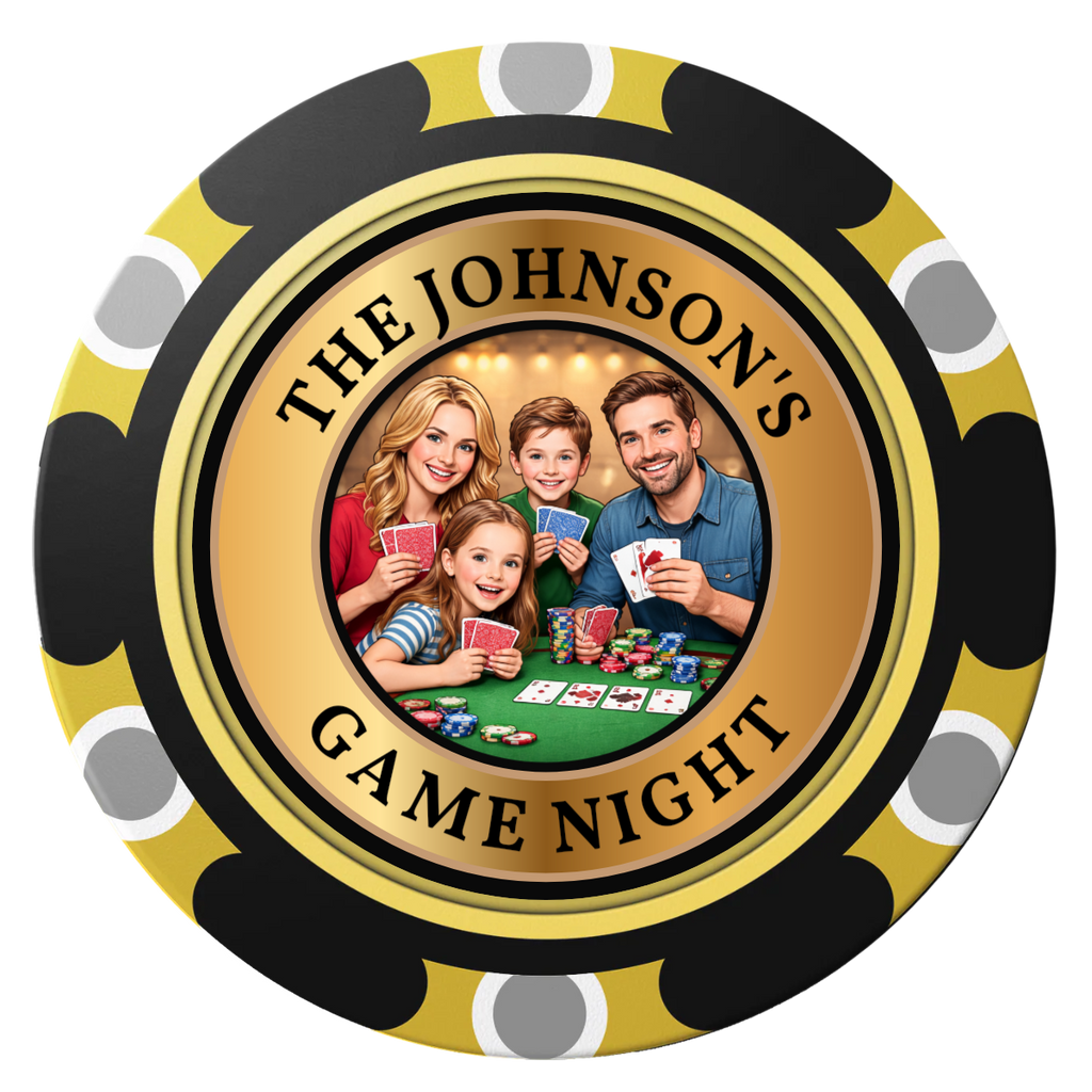 Family Game Night Clay Poker Chips - Black / Monte Carlo / 40mm - Back