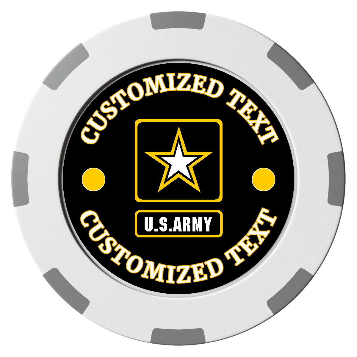 Army Strong Clay Poker Chips - White / 8 Spot (2 Tone) / 40mm - Front