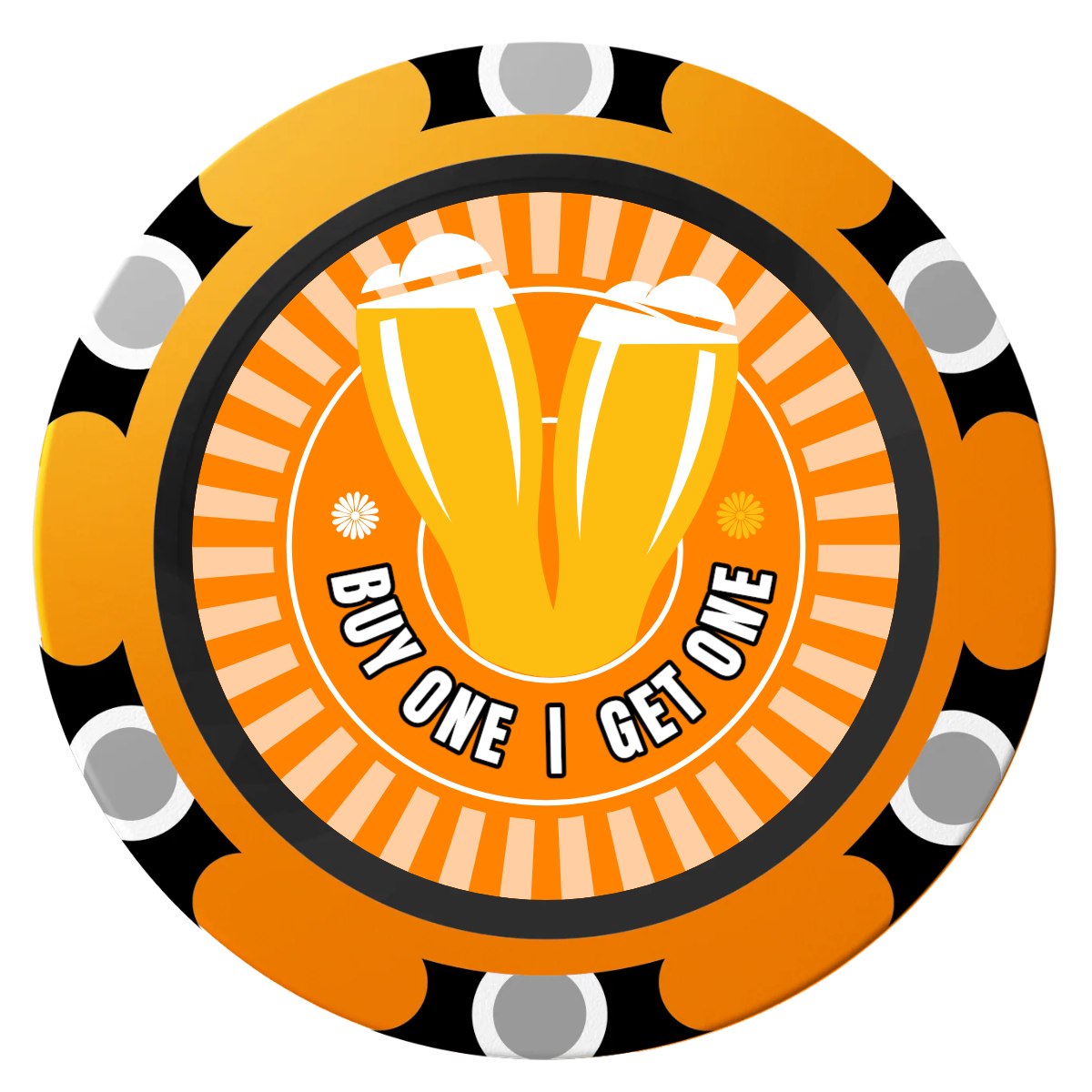 Double Pint Clay Poker Chips - Orange / Monte Carlo / 40mm - Front