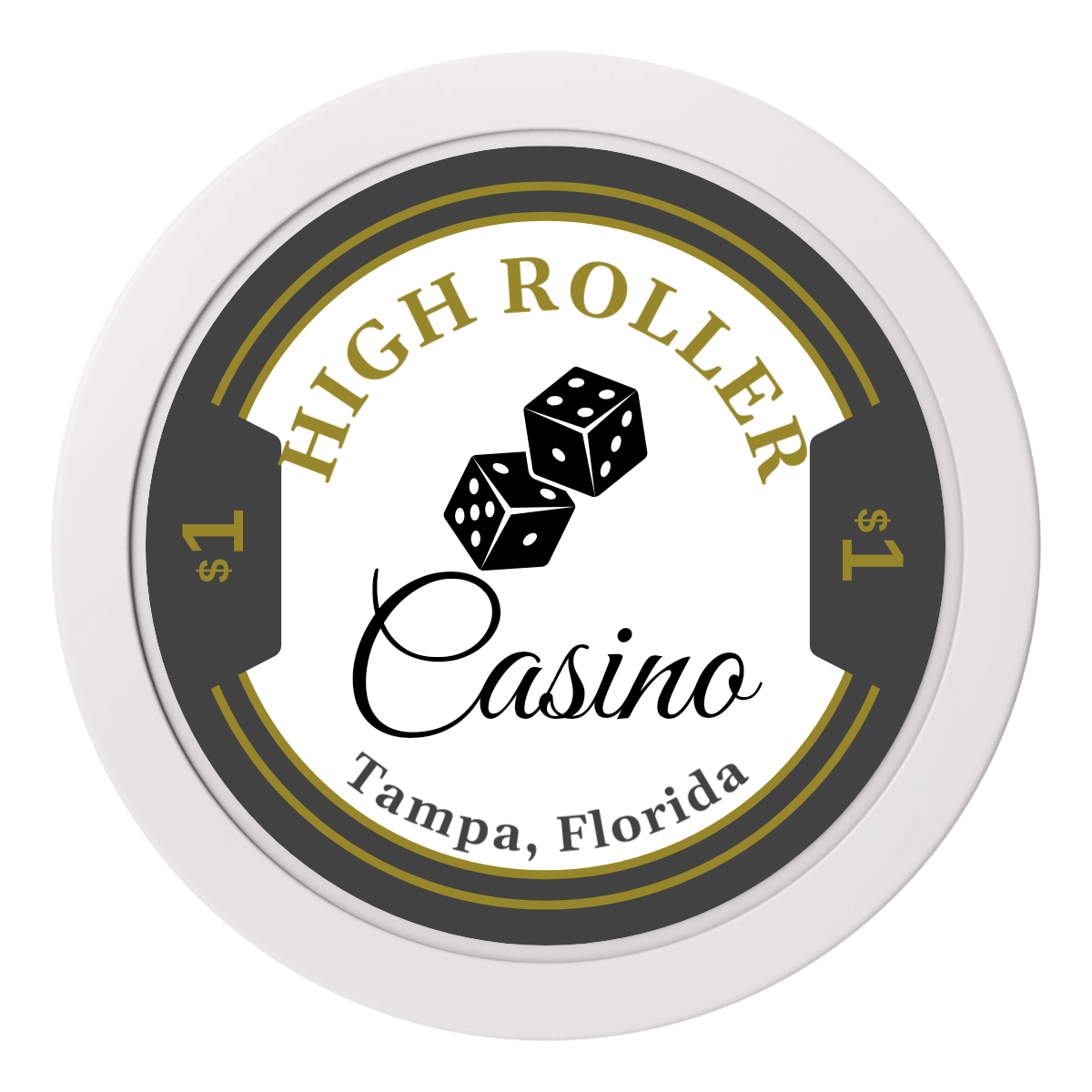 High Roller Casino 2" Oversized Poker Chips - White - Back