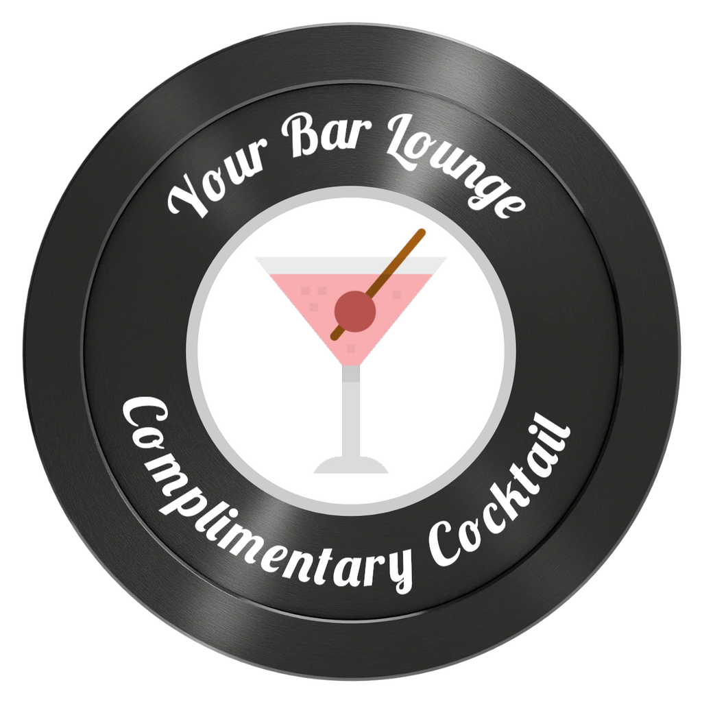 Fancy Drink Aluminum Poker Chips - Black - Front