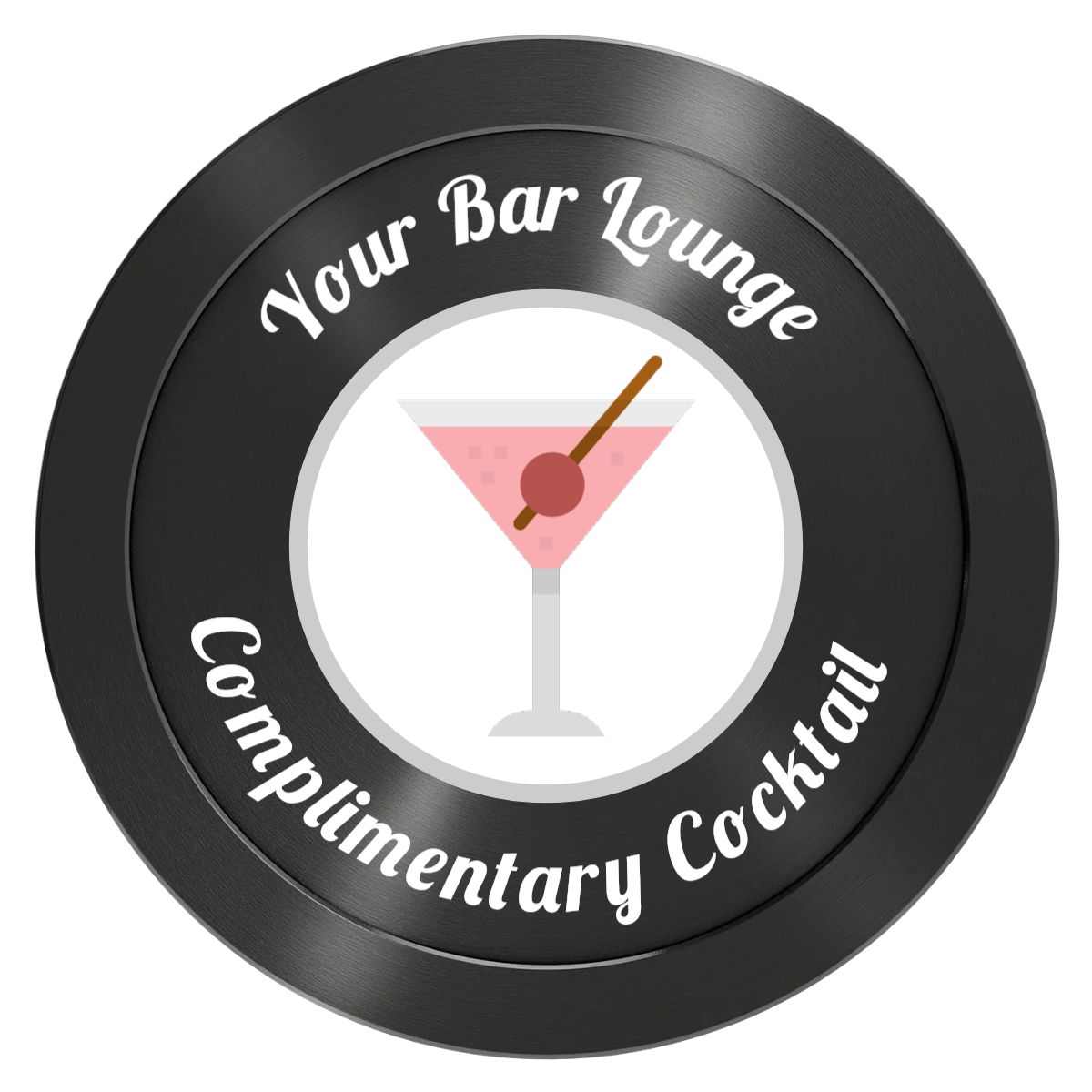Fancy Drink Aluminum Poker Chips - Black - Front