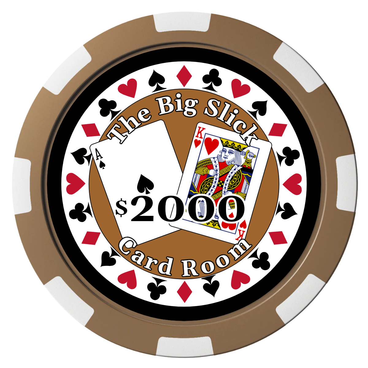 AK Big Slick Composite Poker Chips - Brown / 8 Spot - Front