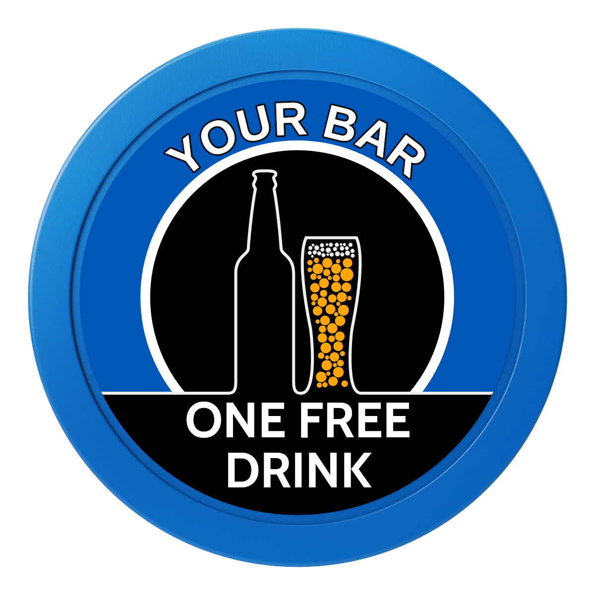 Beer and Glass 2" Oversized Poker Chips - Blue - Front