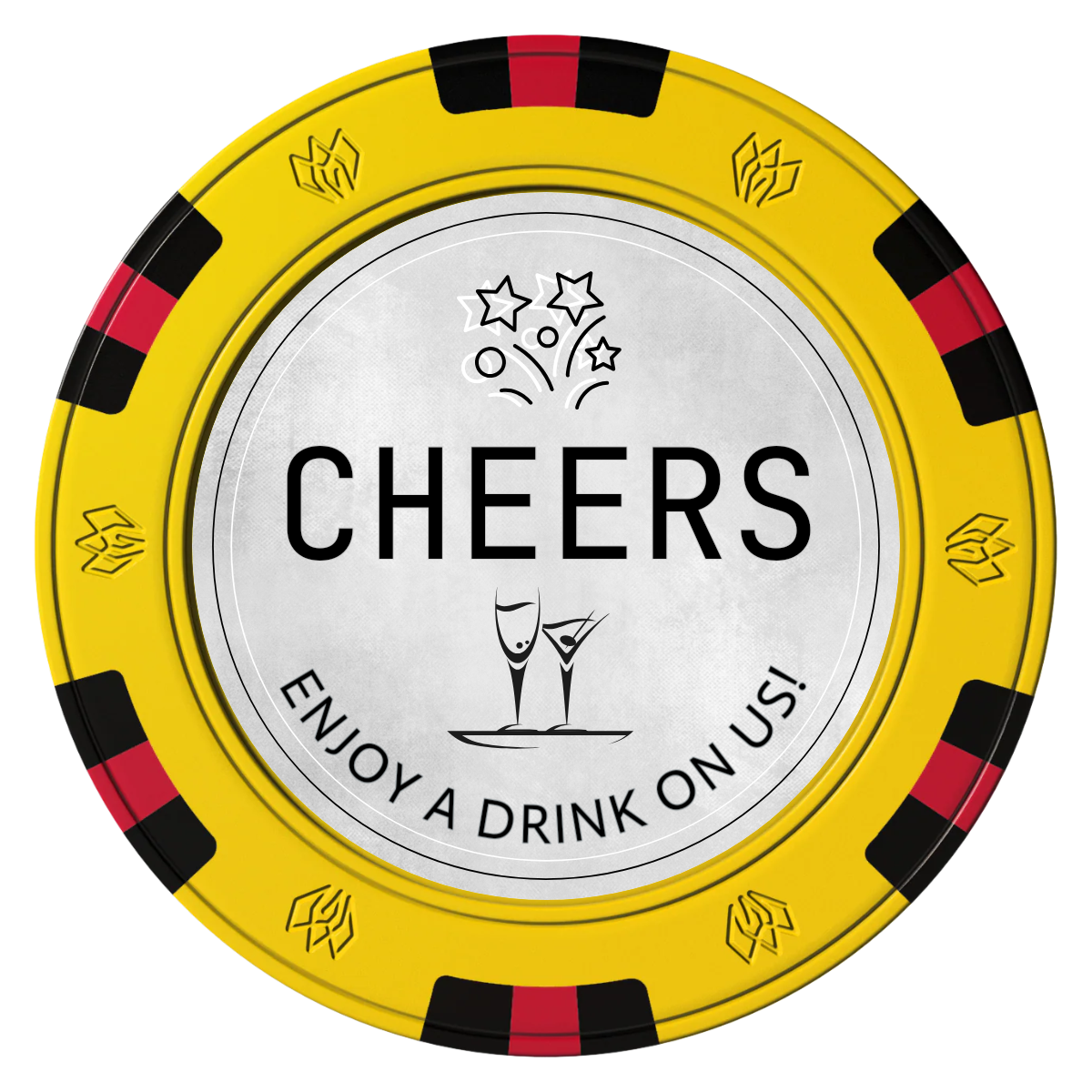Chique Wedding Token Clay Poker Chips - Yellow / 6 Spot Gem / 40mm - Front