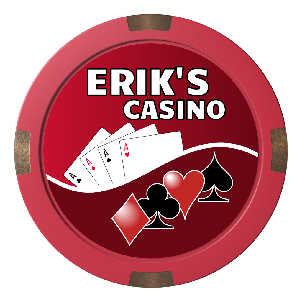 Erik's Casino Composite & Metal Hybrid Poker Chips - Red - Front