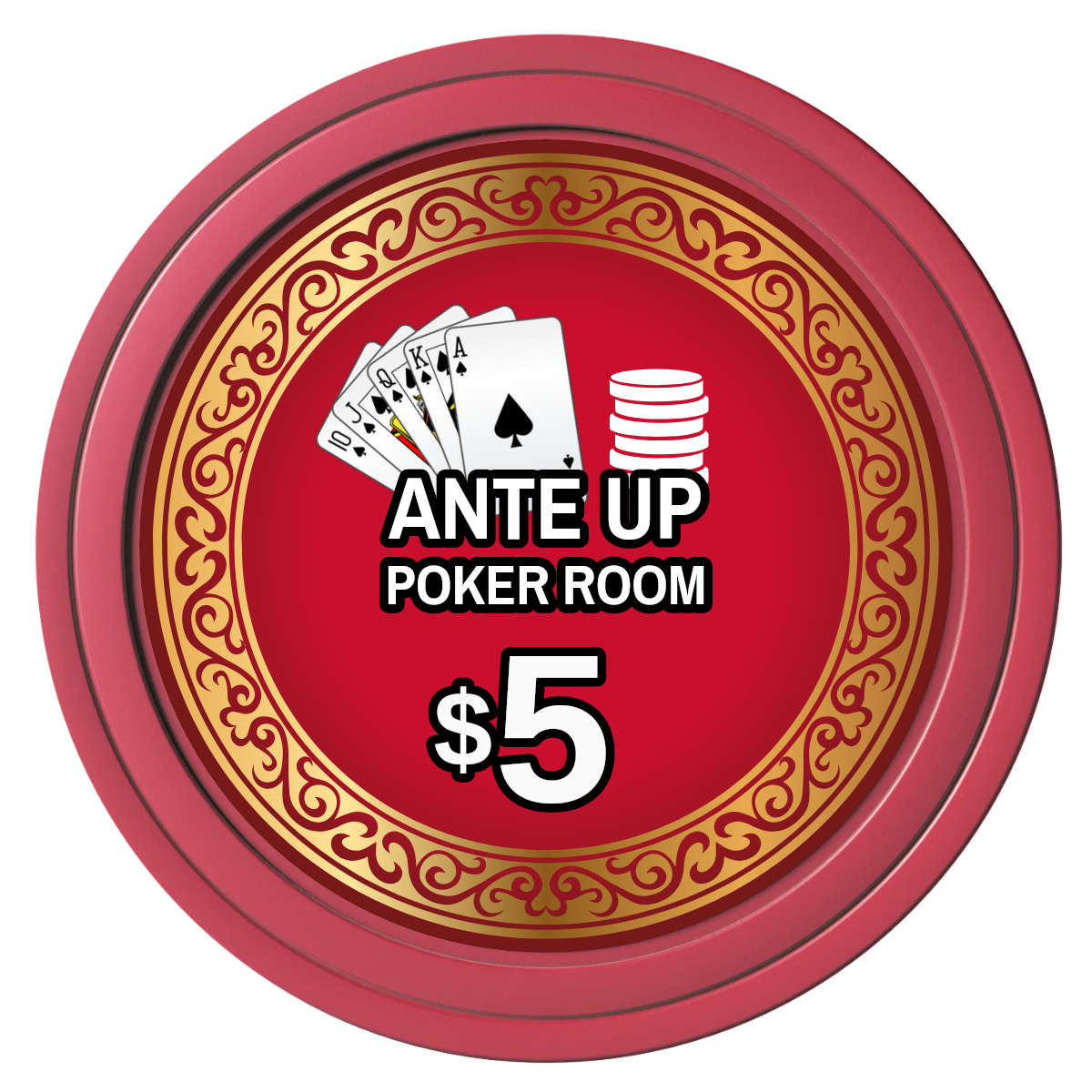 Ante Up Poker Room Composite Poker Chips - Red / Solid - Front
