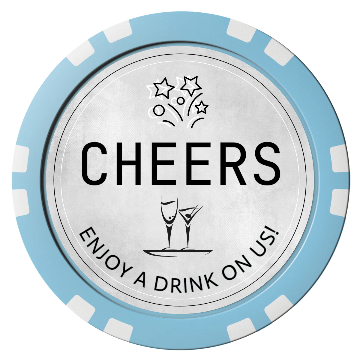 Chique Wedding Token Composite Poker Chips - Light Blue / Double Stripe - Front