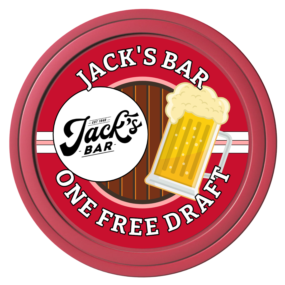 Barnyard Brew Composite Poker Chips - Red / Solid - Front