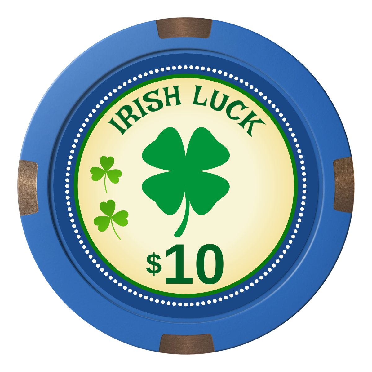 Irish Luck Composite & Metal Hybrid Poker Chips - Blue - Back