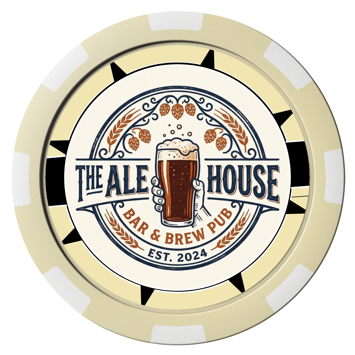 Free Beer Drink Magnetic Composite Poker Chips - Ivory / 8 Spot - Back