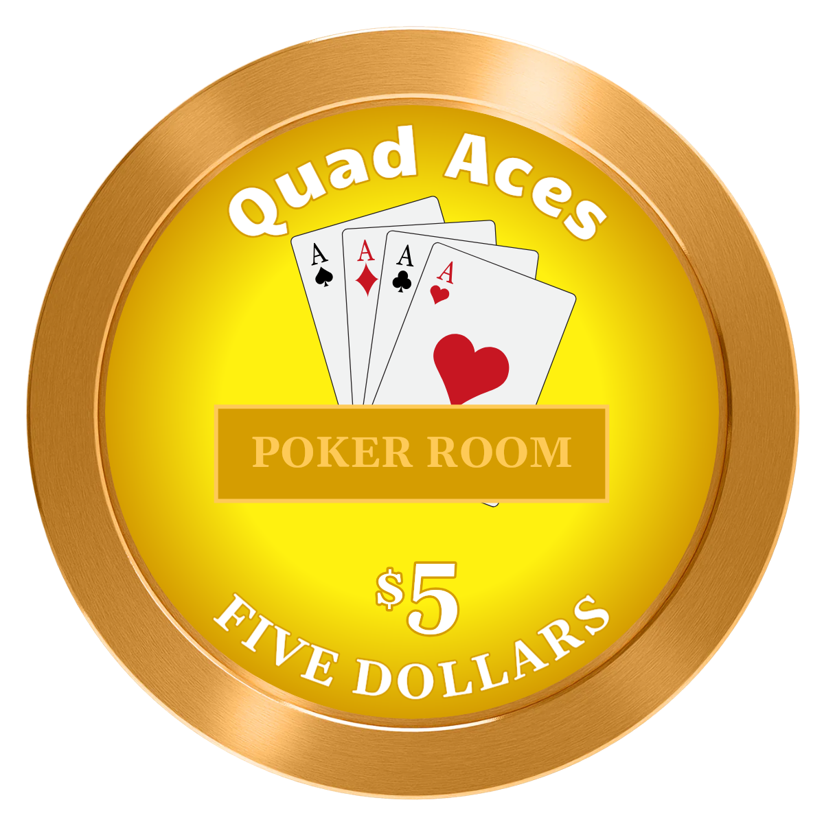 Quad Aces Aluminum Poker Chips - Gold - Front