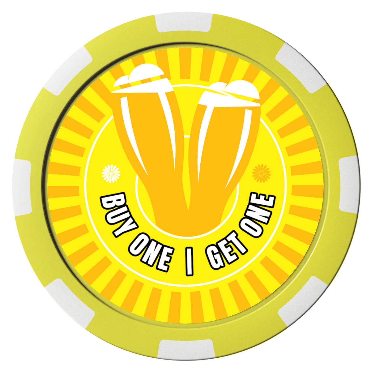 Double Pint Composite Poker Chips - Yellow / 8 Spot - Front