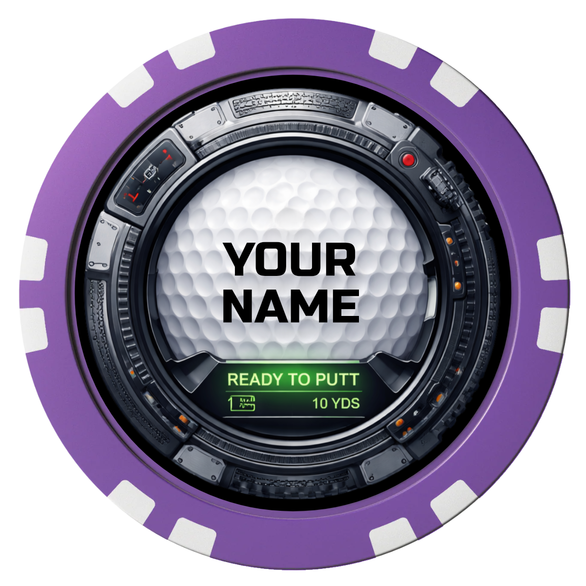 Auto Marked IV Composite Poker Chips - Purple / Double Stripe - Front