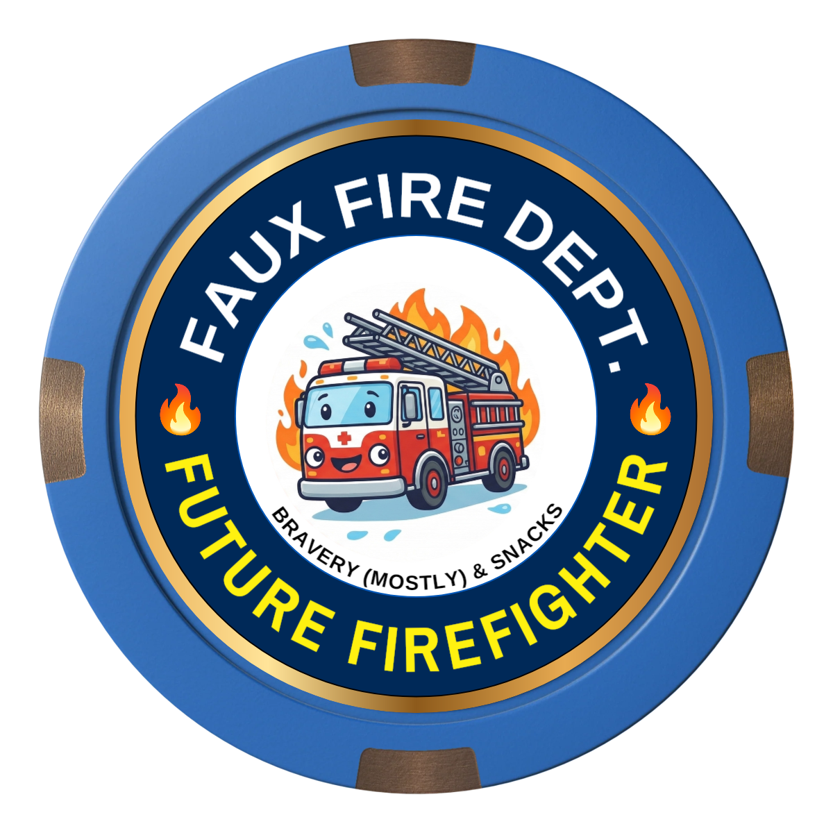 Future Firefighter Composite & Metal Hybrid Poker Chips - Blue - Back