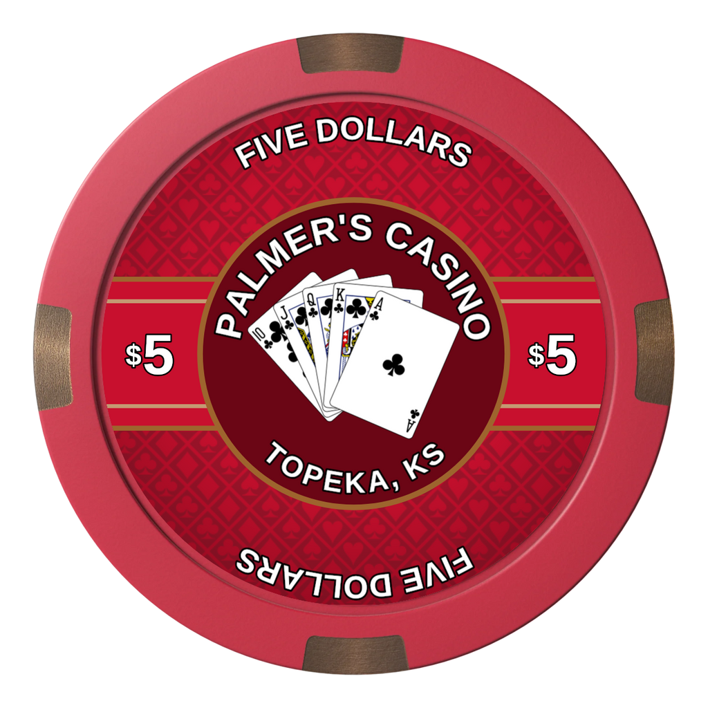 Palmer's Casino Composite & Metal Hybrid Poker Chips - Red - Front