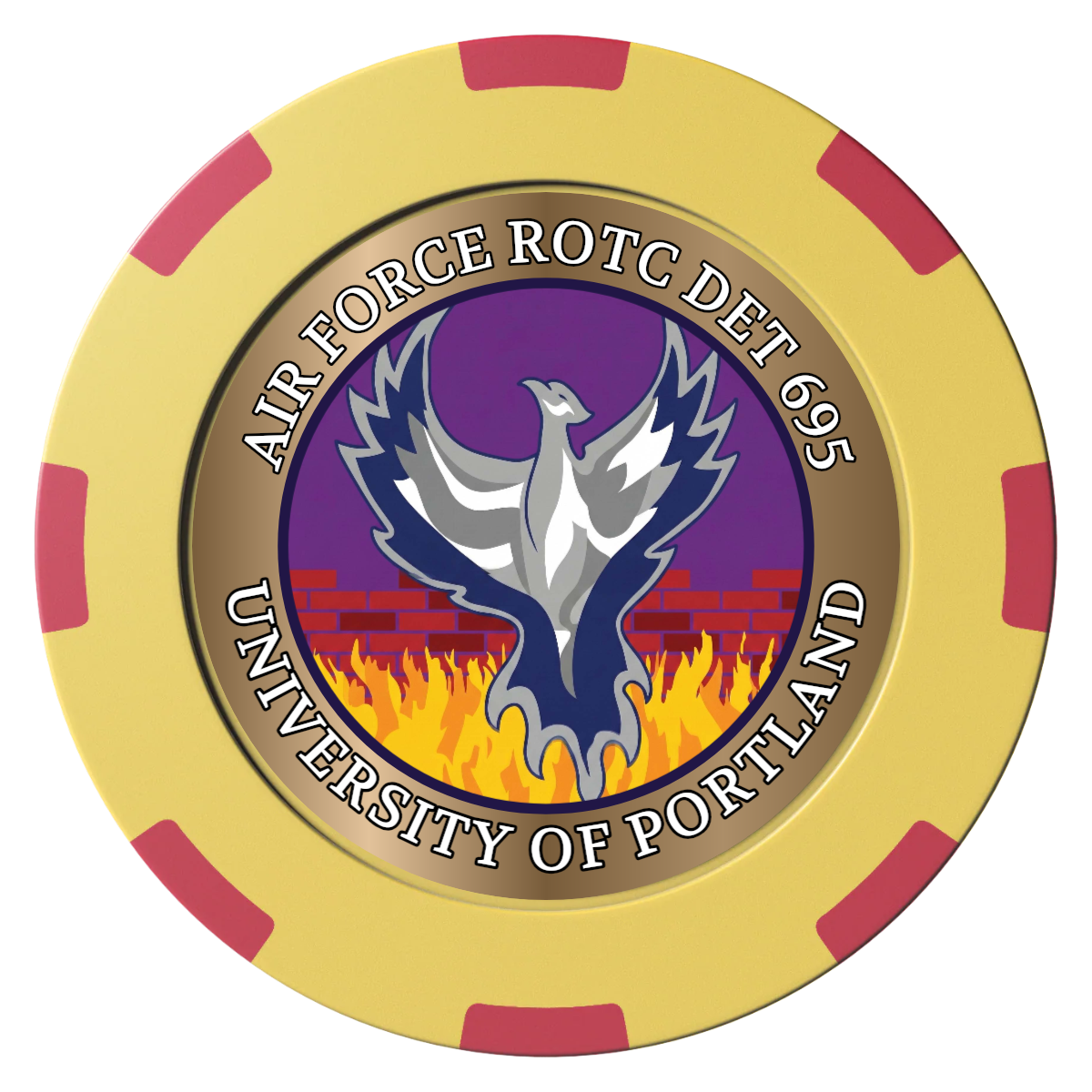 Air Force ROTC Det 695 Clay Poker Chips - Yellow / 8 Spot (2 Tone) / 40mm - Front