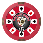 Pocket Kings Composite & Metal Hybrid Poker Chips - Red - Front