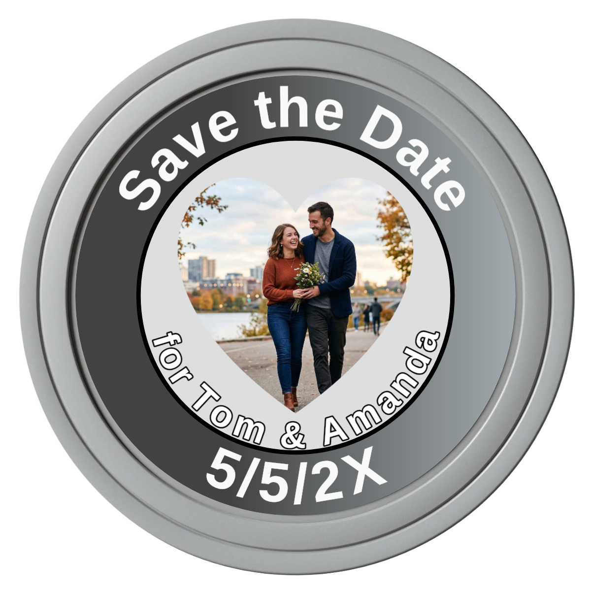 Save the Date #01 Composite Poker Chips - Gray / Solid - Front