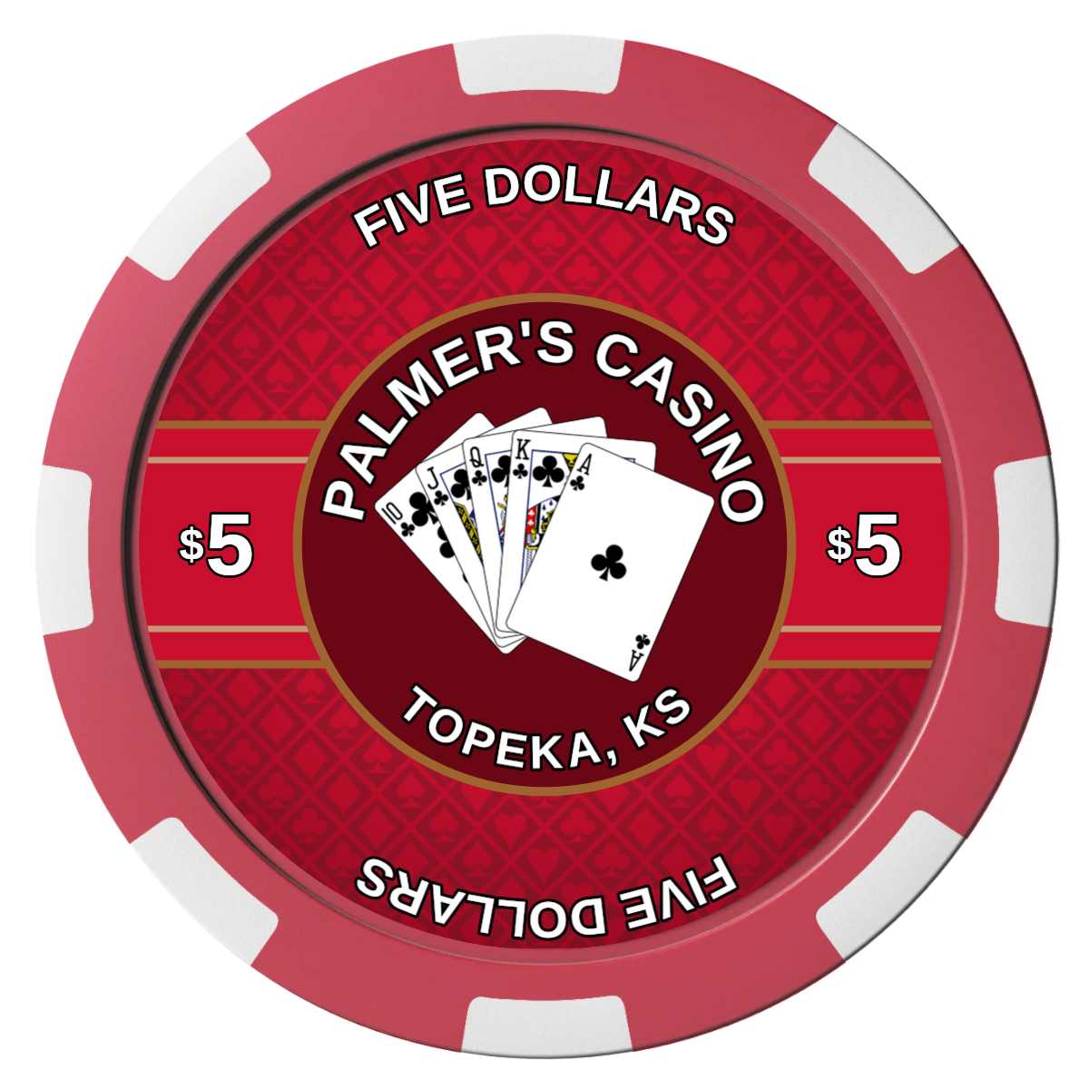 Palmer's Casino Magnetic Composite Poker Chips - Red / 8 Spot - Front