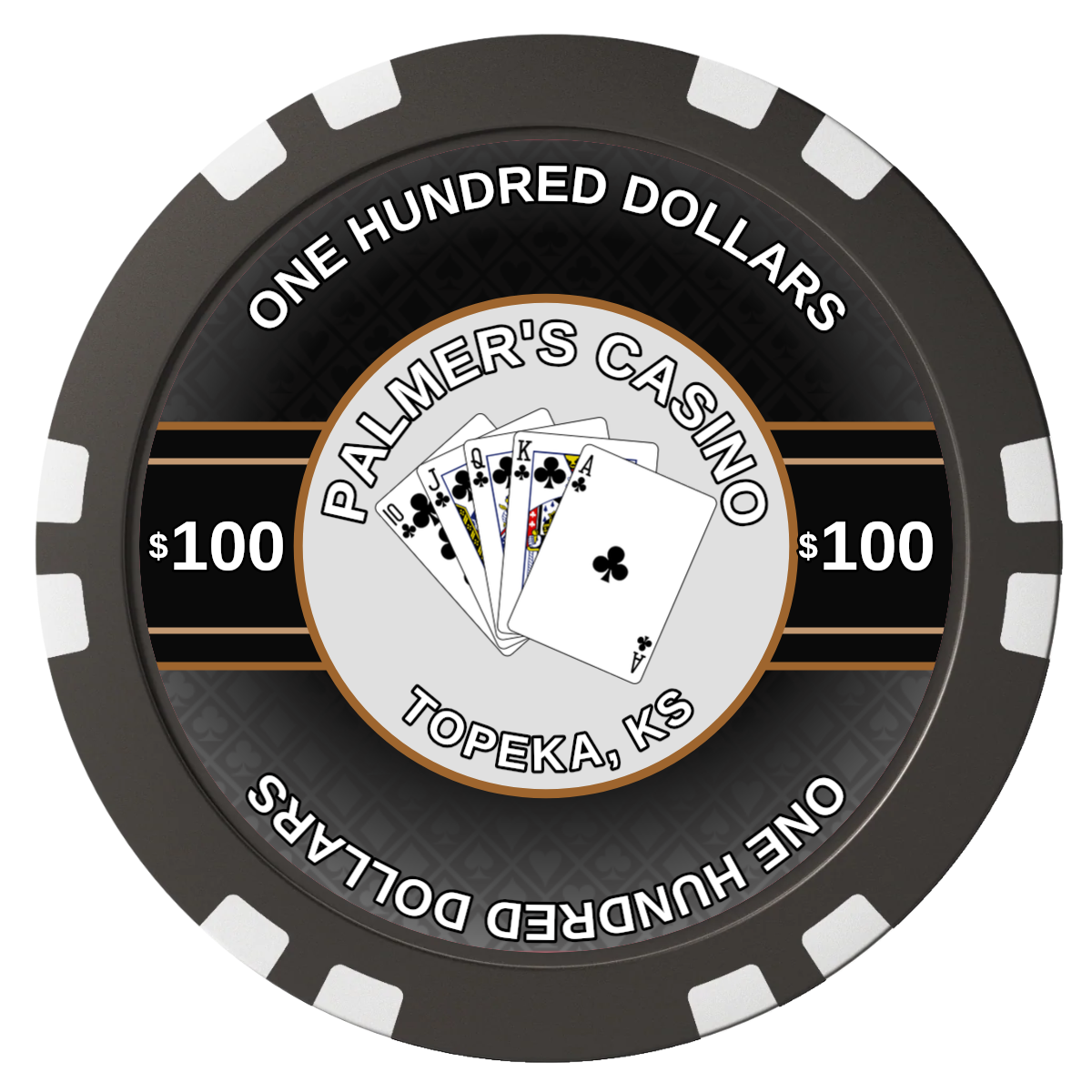 Palmer's Casino Composite Poker Chips - Black / Double Stripe - Back
