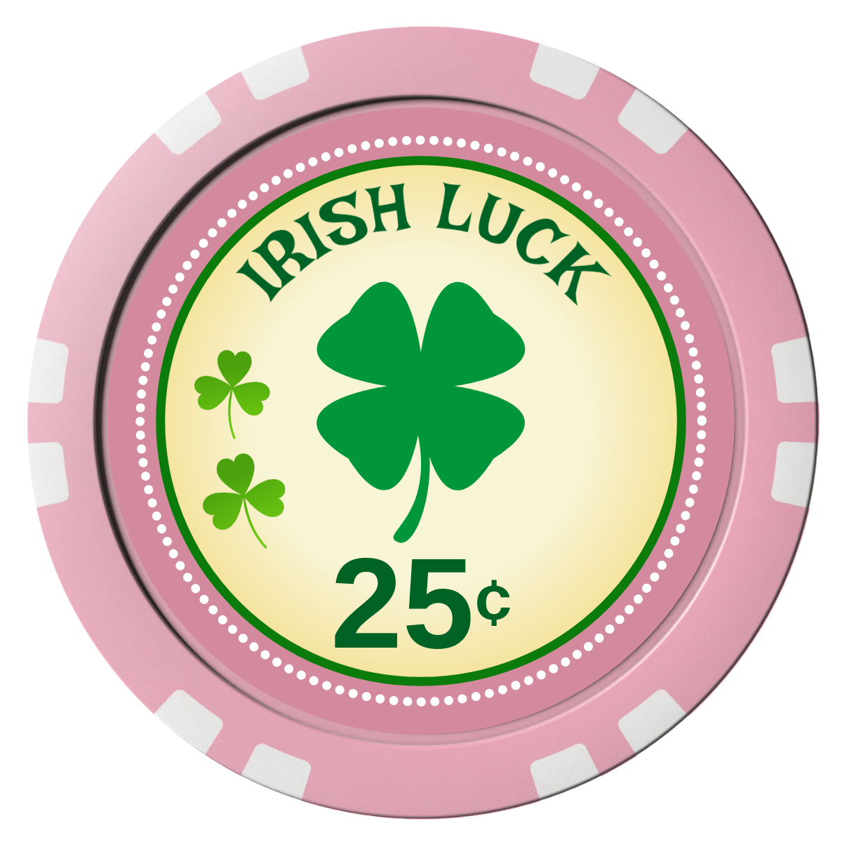 Irish Luck Composite Poker Chips - Pink / Double Stripe - Front