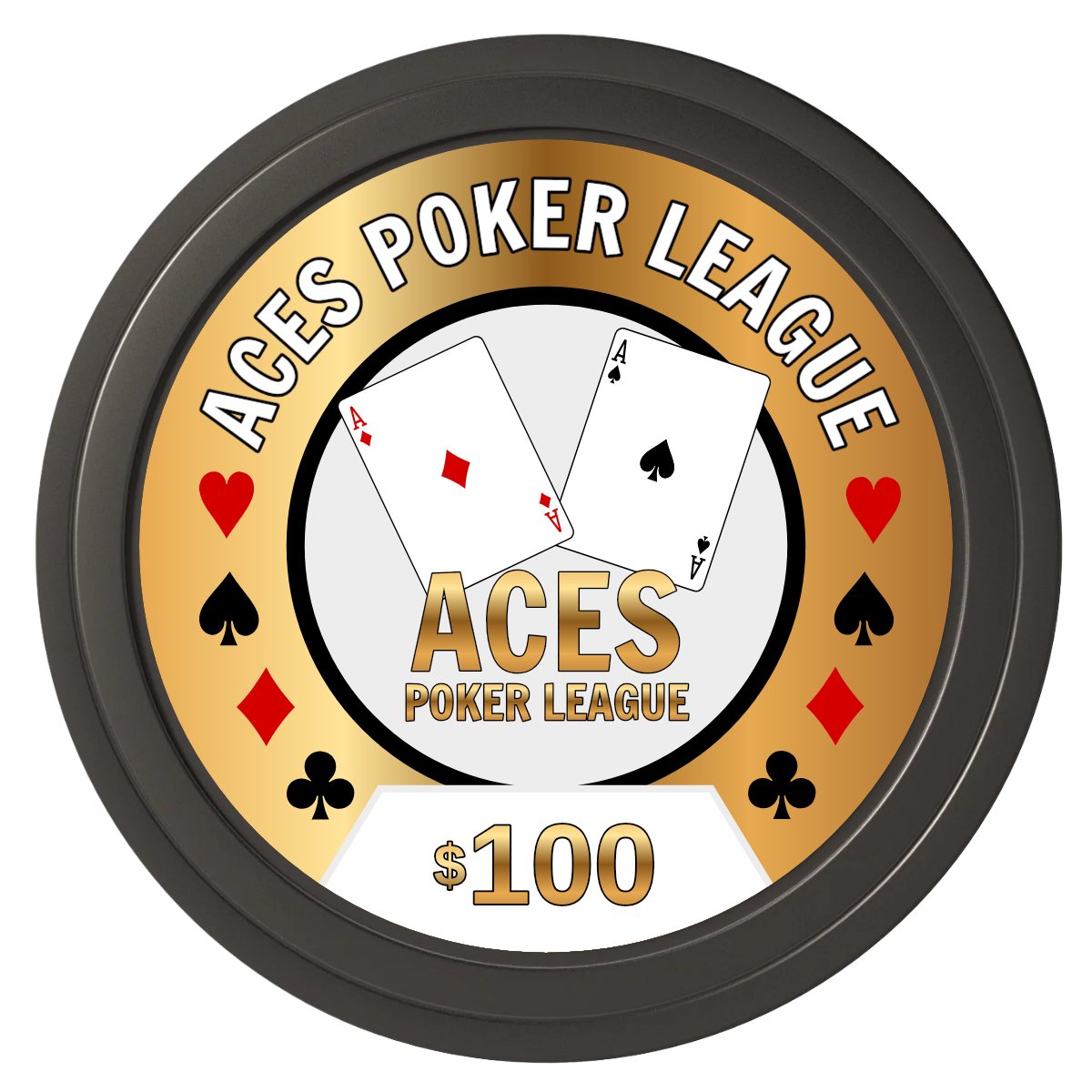 Aces Poker League Composite Poker Chips - Black / Solid - Front