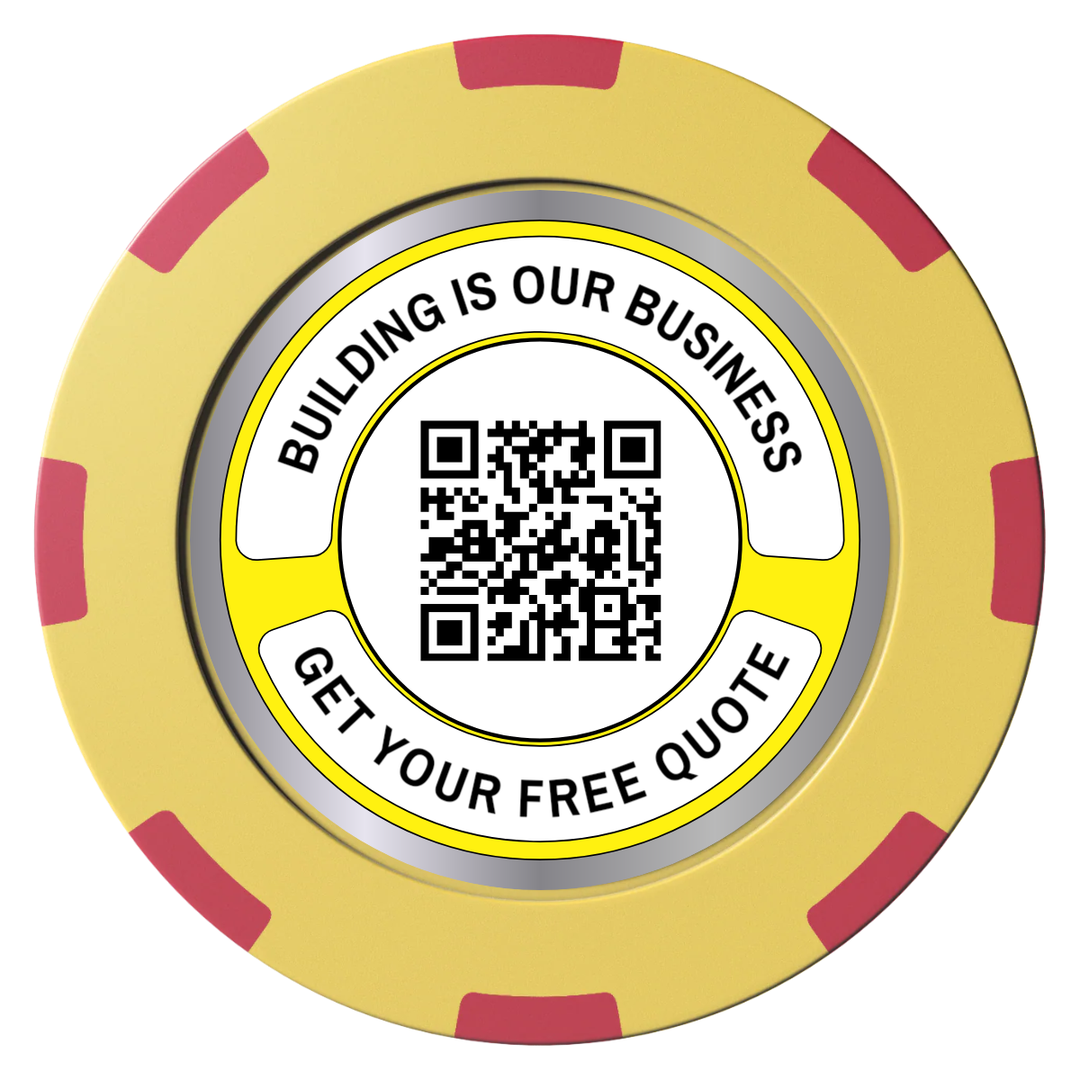 Acme Construction Clay Poker Chips - Yellow / 8 Spot (2 Tone) / 40mm - Front