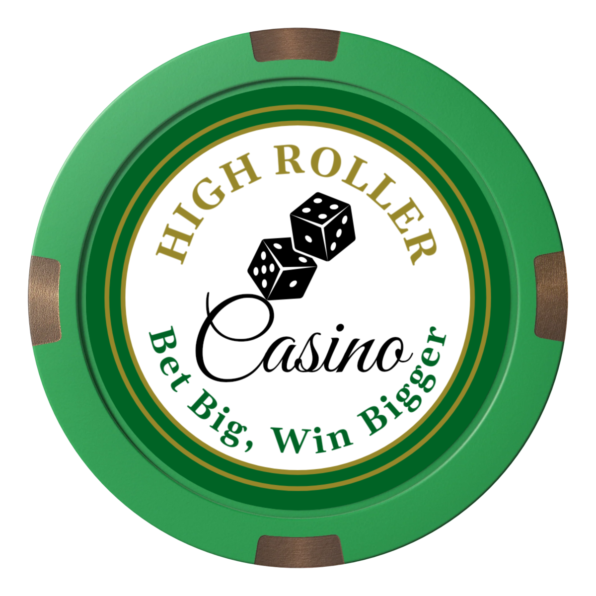 High Roller Casino Composite & Metal Hybrid Poker Card Protectors - Green - Front
