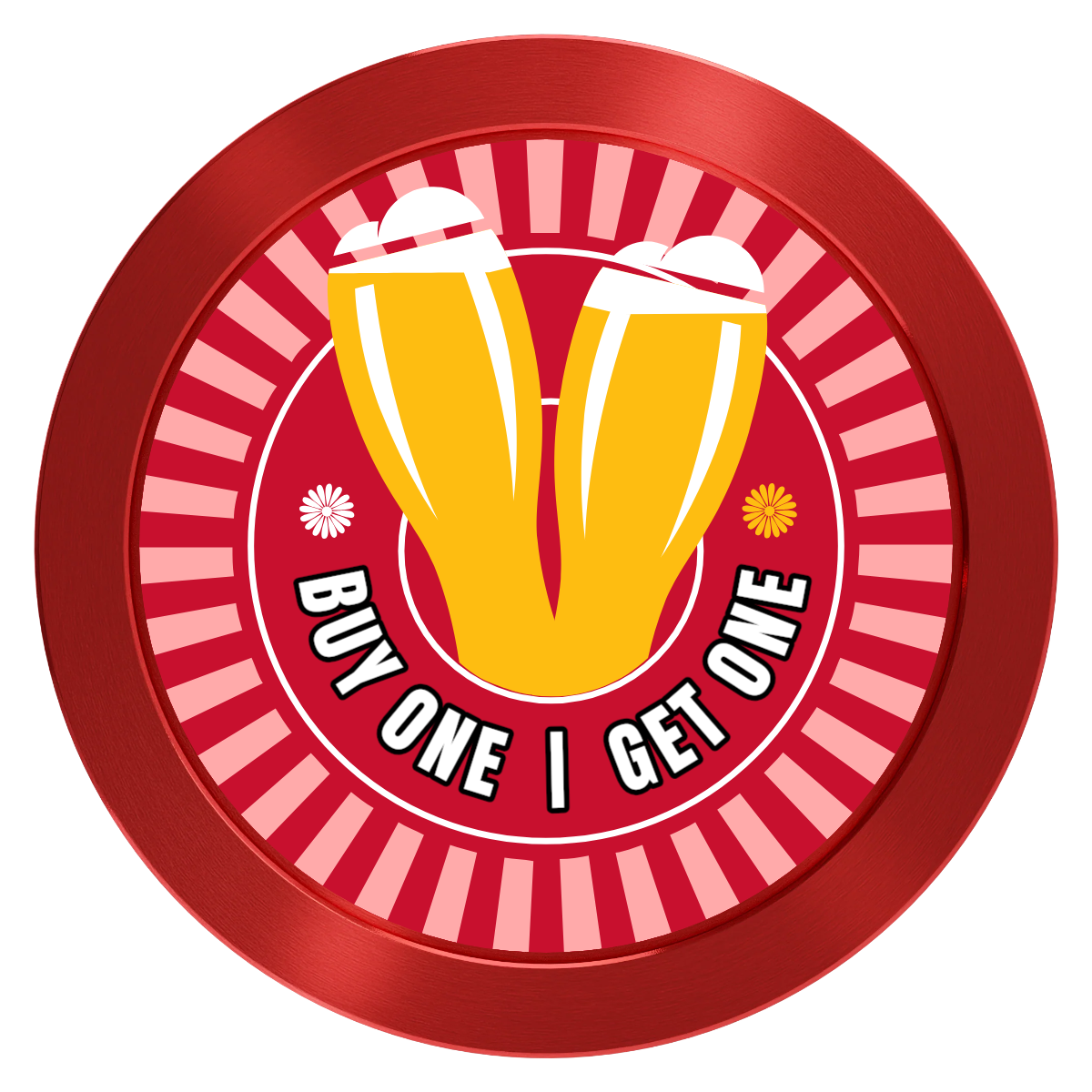 Double Pint Aluminum Poker Chips - Red - Front