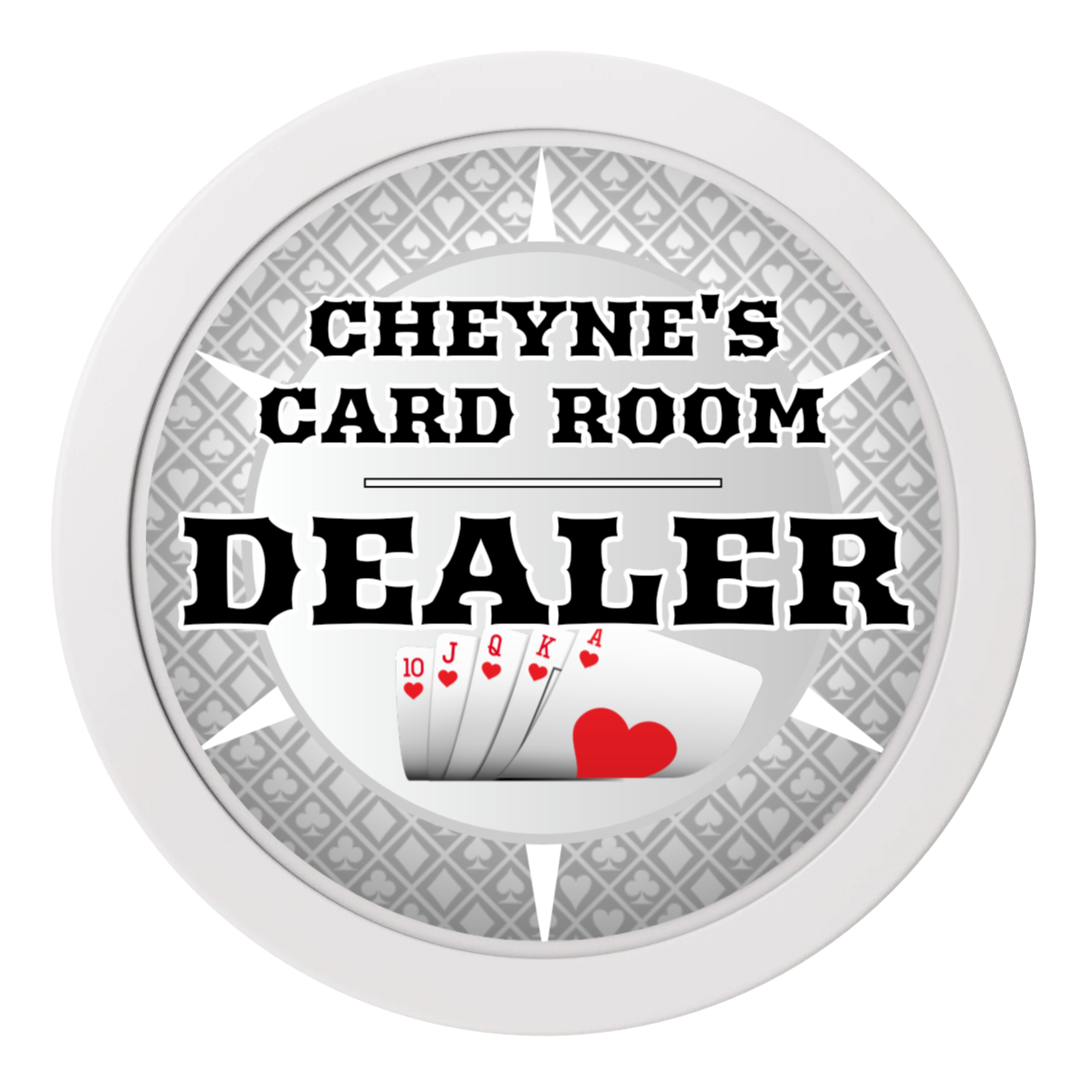 Cheyne's Card Room 2" Composite Dealer Button - White - Front