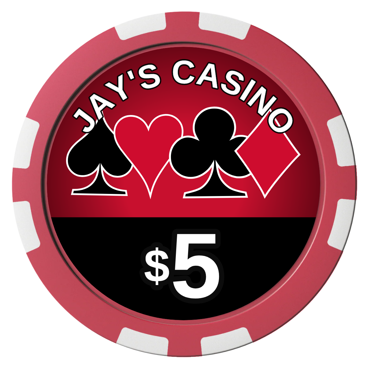 Jay's Casino Composite Poker Chips - Red / 8 Stripe - Front