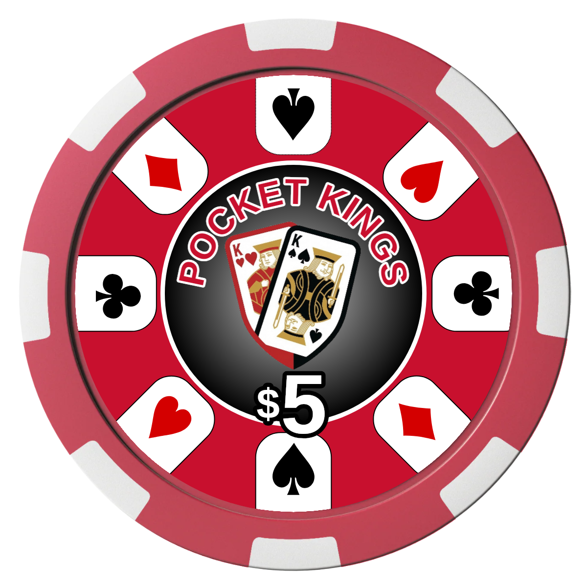 Pocket Kings Composite Poker Chips - Red / 8 Spot - Front
