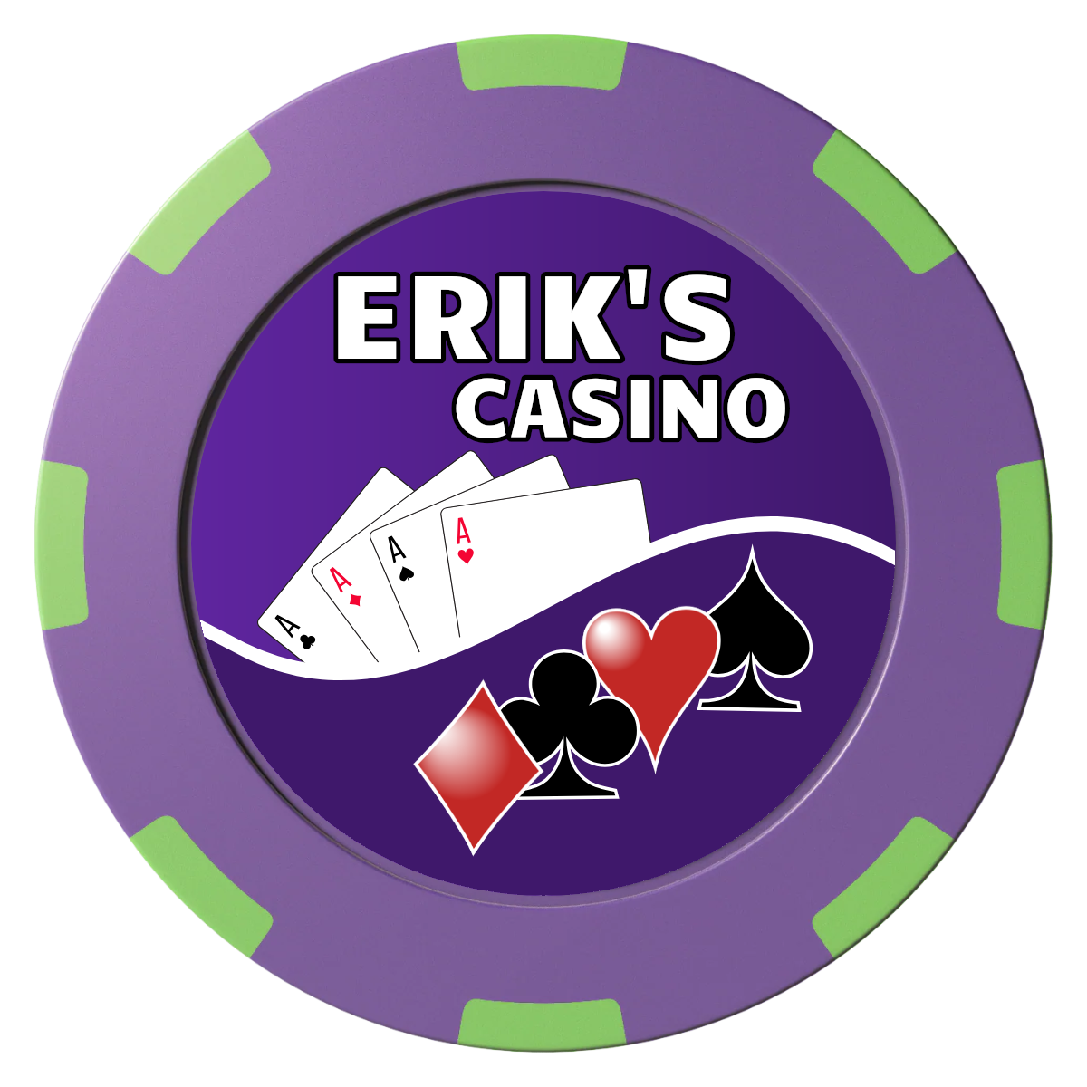 Erik's Casino Clay Poker Chips - Purple / 8 Spot (2 Tone) / 40mm - Front