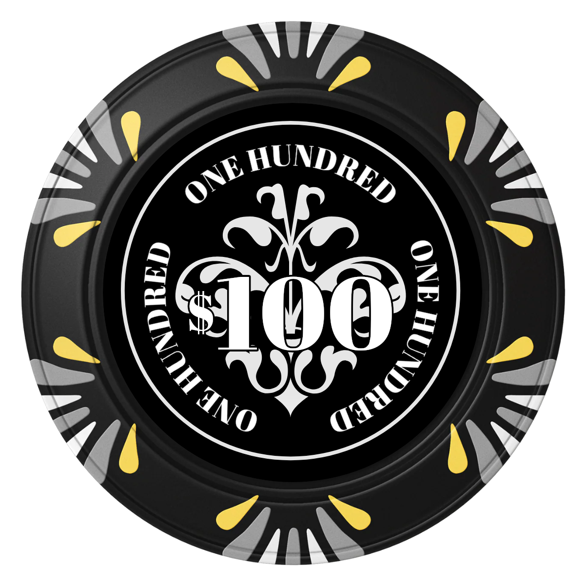 Gothic Revival Clay Poker Chips - Black / Macau / 40mm - Front
