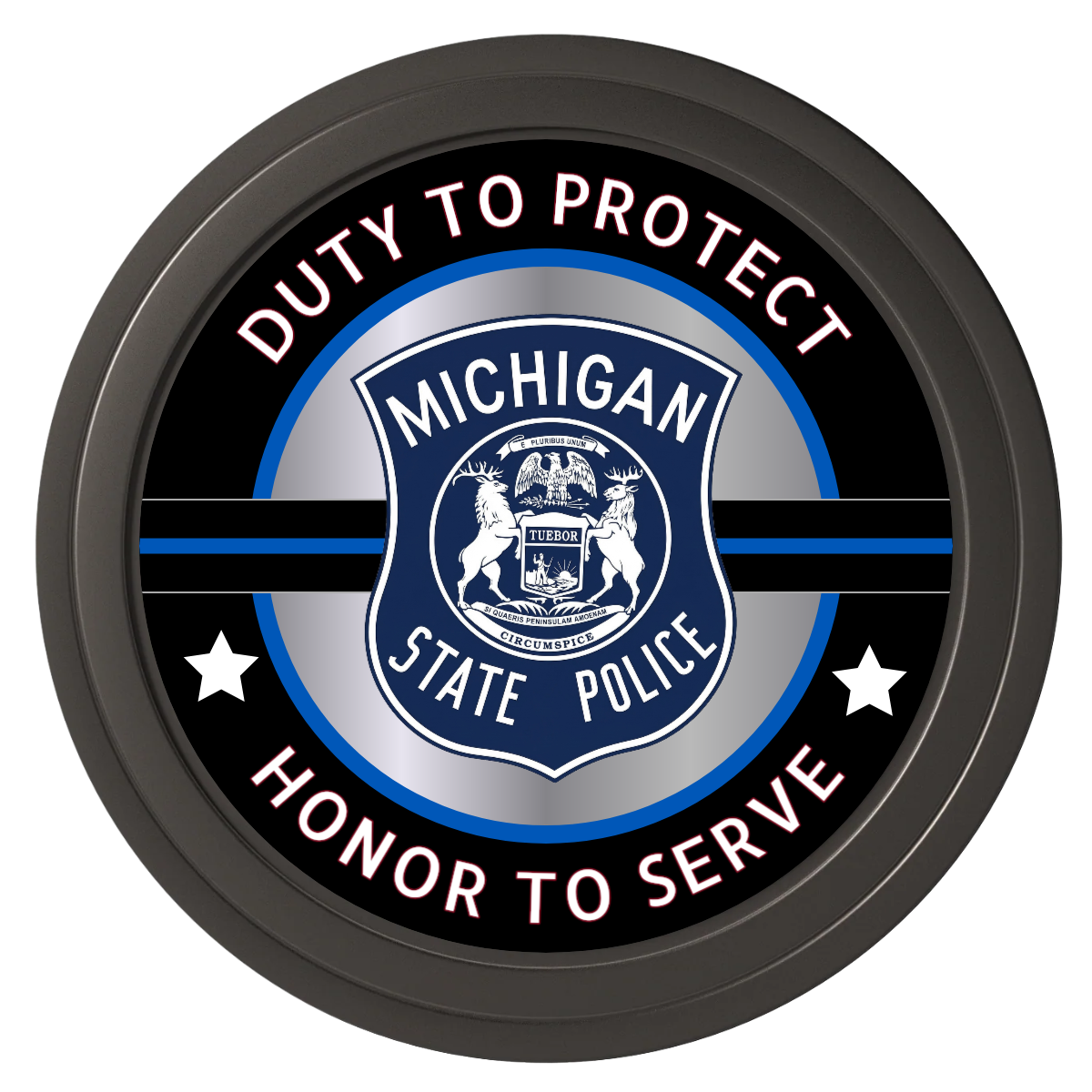 Police Department #01 Composite Poker Chips - Black / Solid - Front