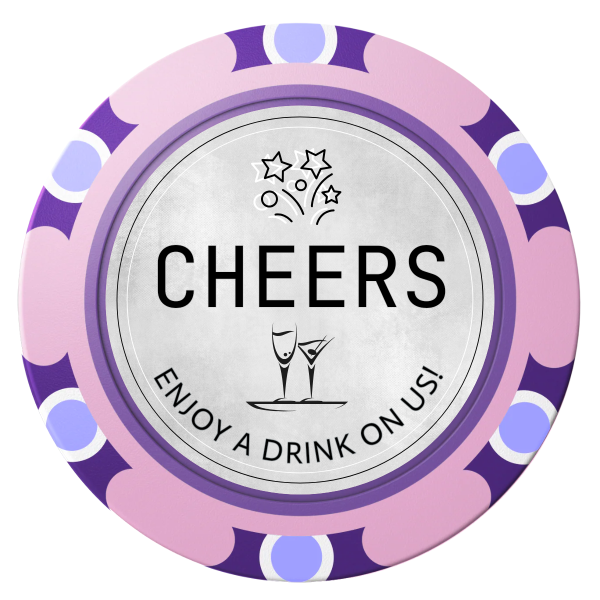 Chique Wedding Token Clay Poker Chips - Pink / Monte Carlo / 40mm - Front