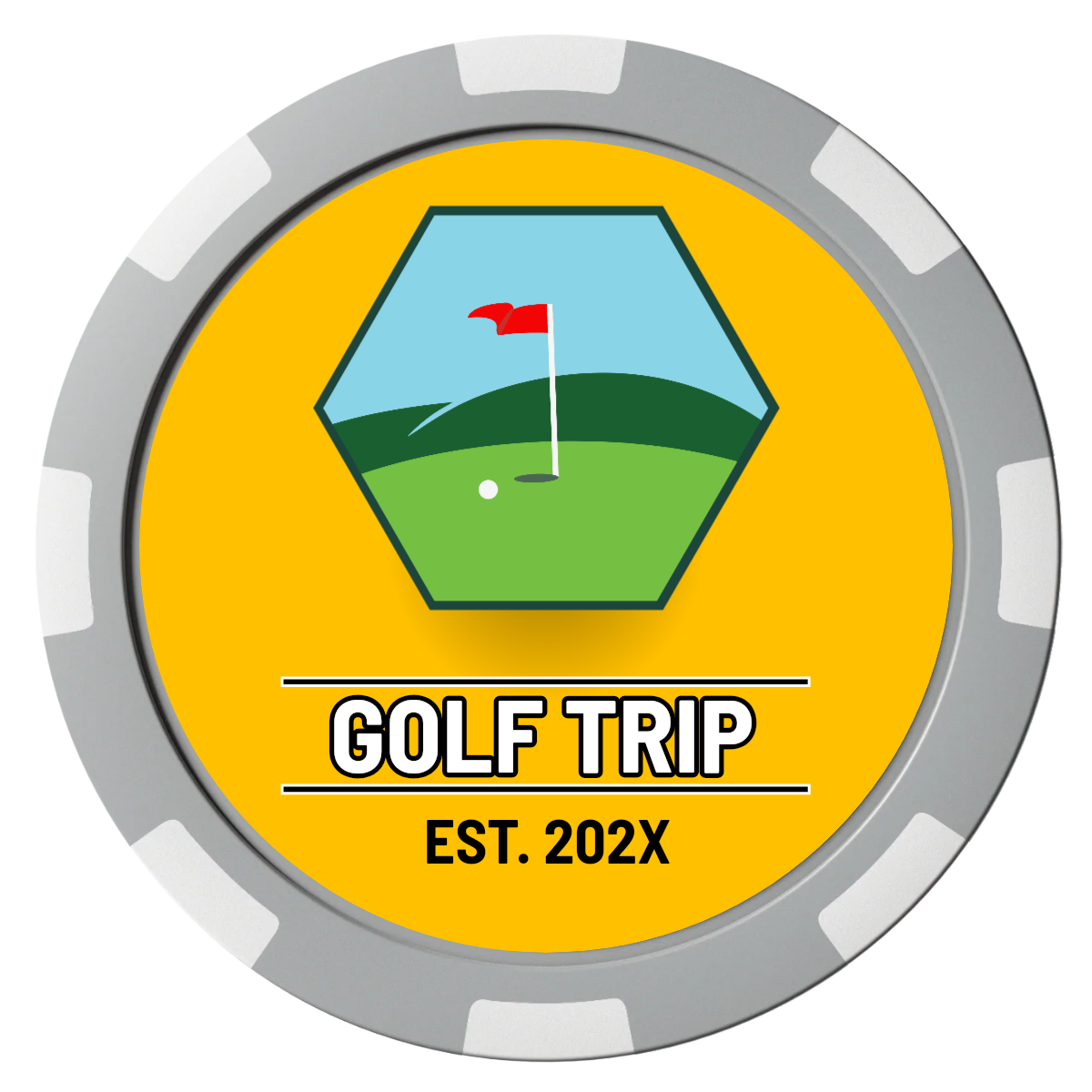 Golf Trip #001 Composite Poker Chips - Gray / 8 Spot - Front