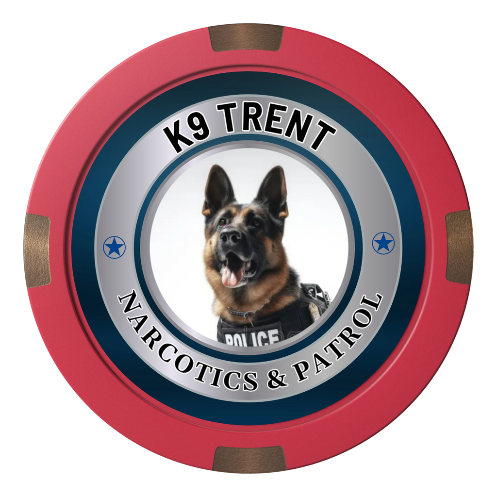 K-9 Trent Composite & Metal Hybrid Poker Chips - Red - Front