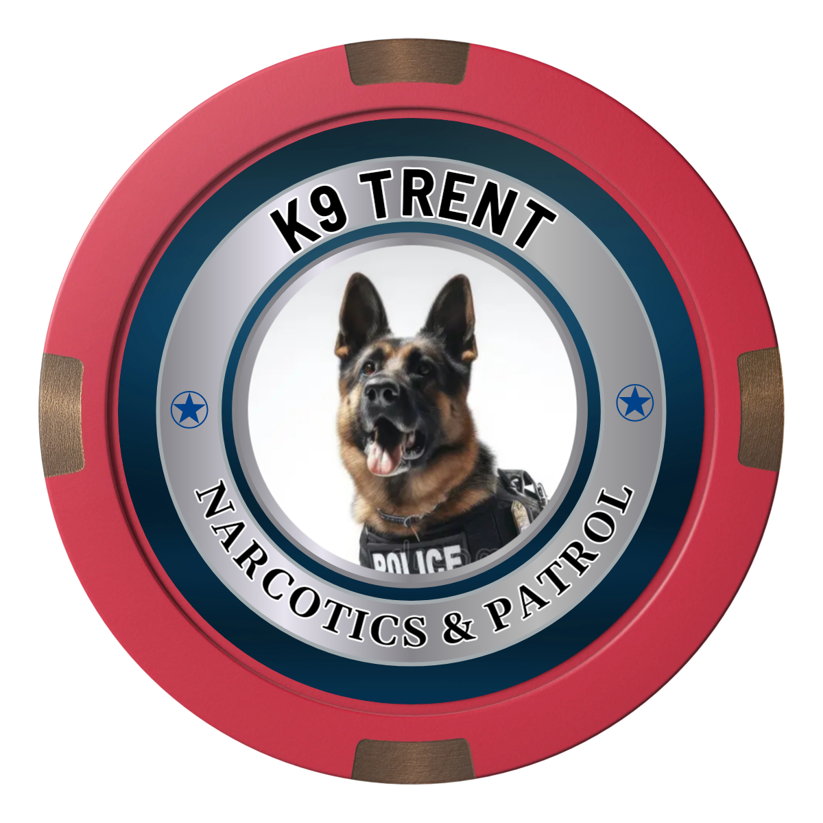 K-9 Trent Composite & Metal Hybrid Poker Chips - Red - Front